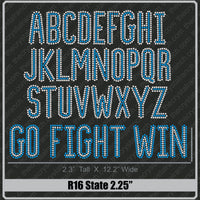 State 2.25 Rhinestone Font R16