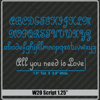 Script 1.25 Rhinestone Font W20