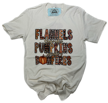 Flannels Hayrides Pumpkins Sweaters Bonfires Tee HTV079