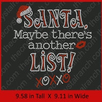 Santa, Maybe there is another List Rhinestone Transfer H089