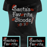 Santa's Favorite Blonde, Brunette or Redhead Rhinestone Transfer H090