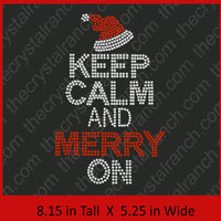 Keep Calm and Merry On Rhinestone Transfer H162