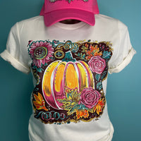 Floral Pumpkin Tee HTV093