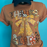 Thanksgiving Bow Tee HTV084