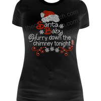 Santa Baby, Hurry Down the Chimney Rhinestone Transfer H145