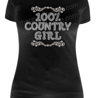 100% Country Girl Rhinestone Transfer R110