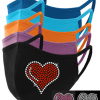 Heart Rhinestone Face Mask