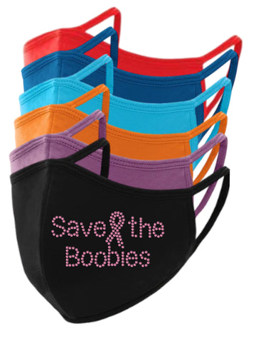 Save the Boobies Rhinestud Mask