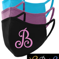 Swirly 1 Letter Monogram Face Mask