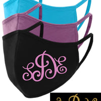 Swirly 3 Letter Monogram Face Mask