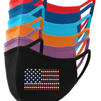 US Flag Rhinestone Face Mask