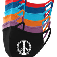 Peace Sign Rhinestone Face Mask