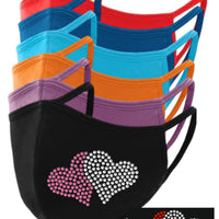 Double Heart Rhinestone Face Mask