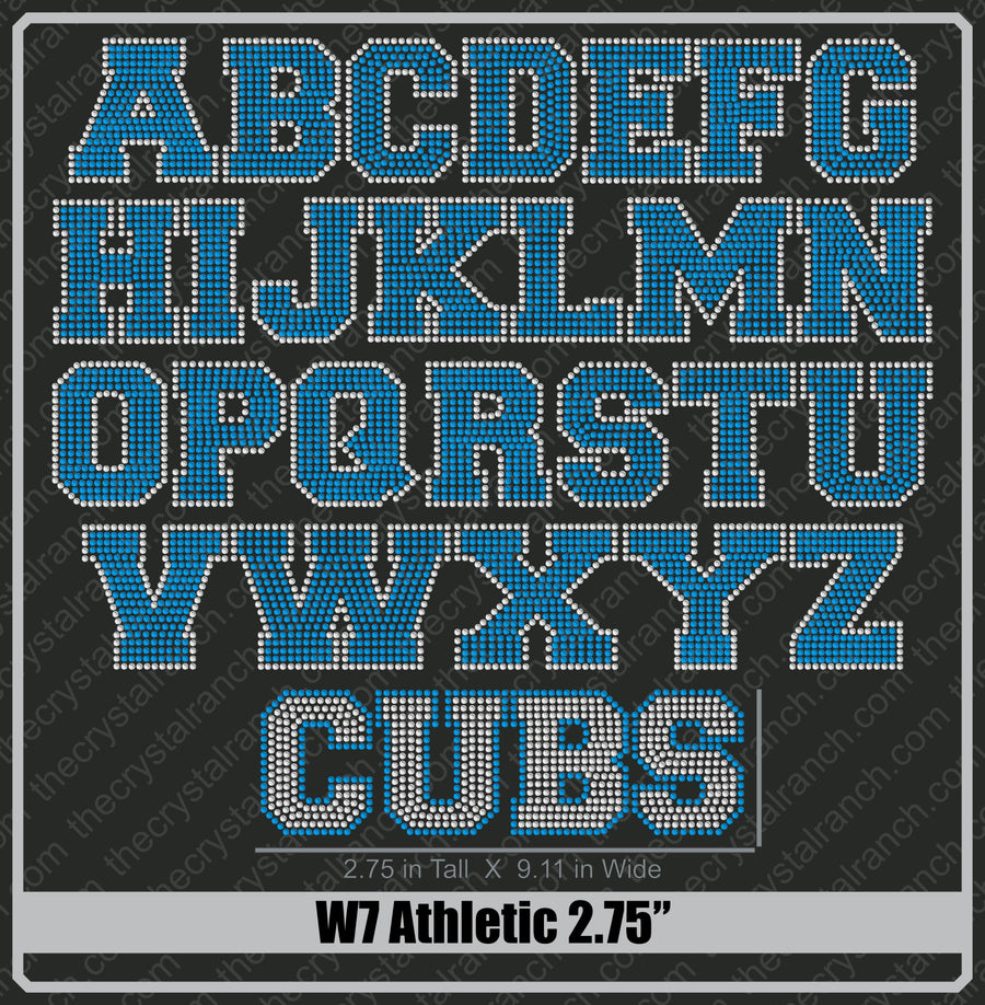 Athletic 2.75 Rhinestone Font W7