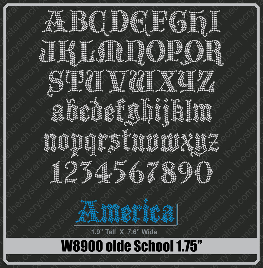 Olde School 1.75 Rhinestone Font W8900