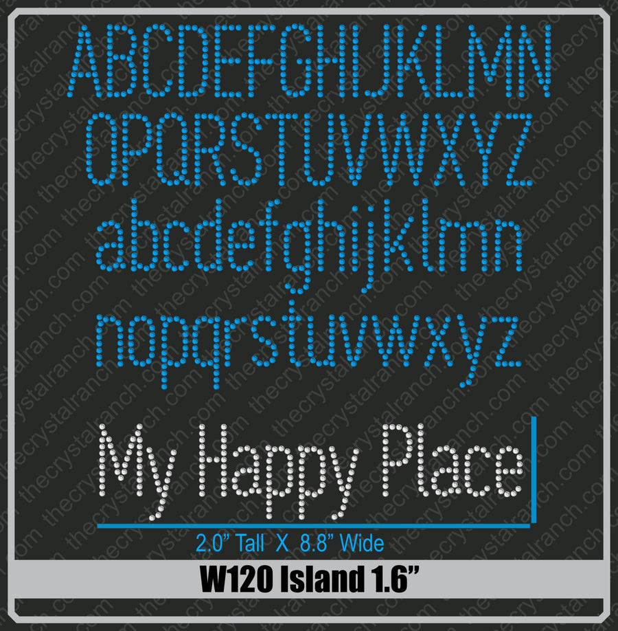 Island 1.6 Rhinestone Font W120