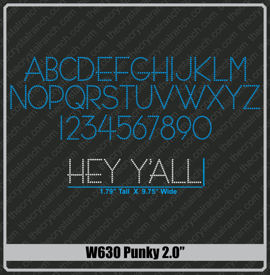 Punky 2.0 Rhinestone Font W630