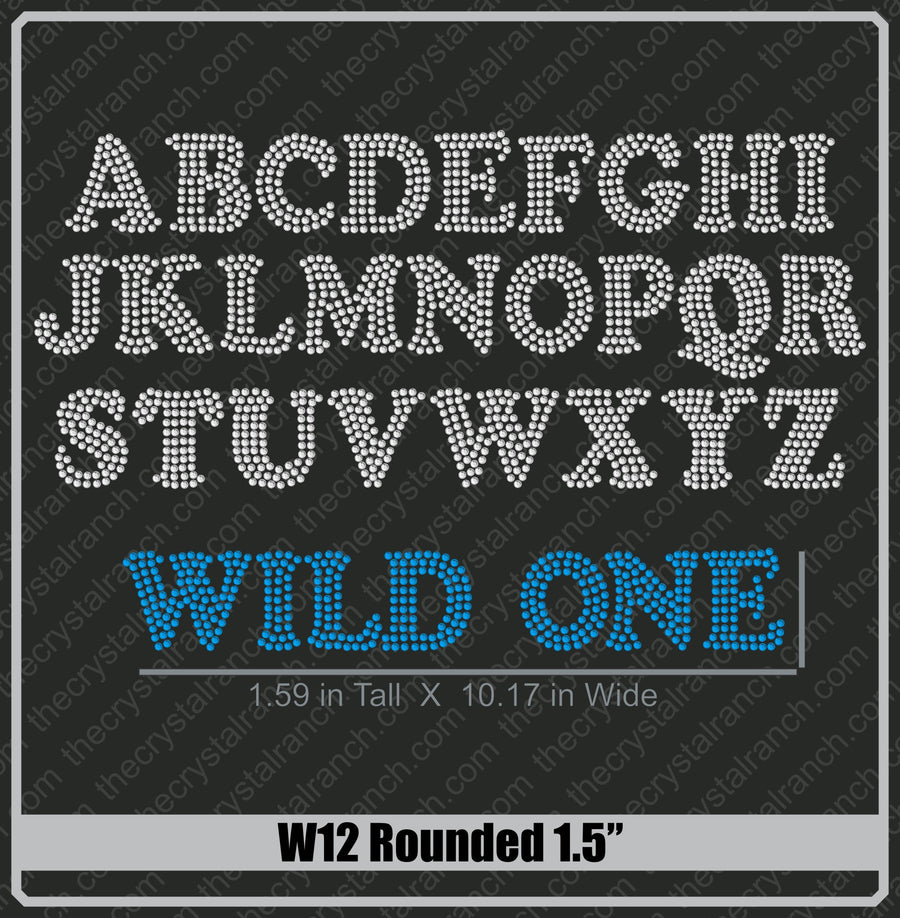 Rounded 1.5 Rhinestone Font W12