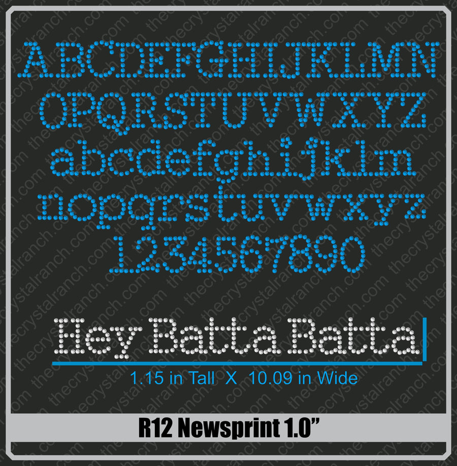 Newsprint 1.0 Rhinestone Font R12