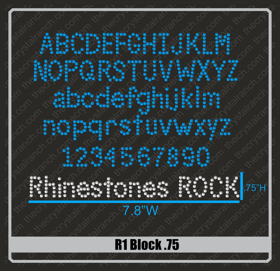 Block .75 Rhinestone Font R1