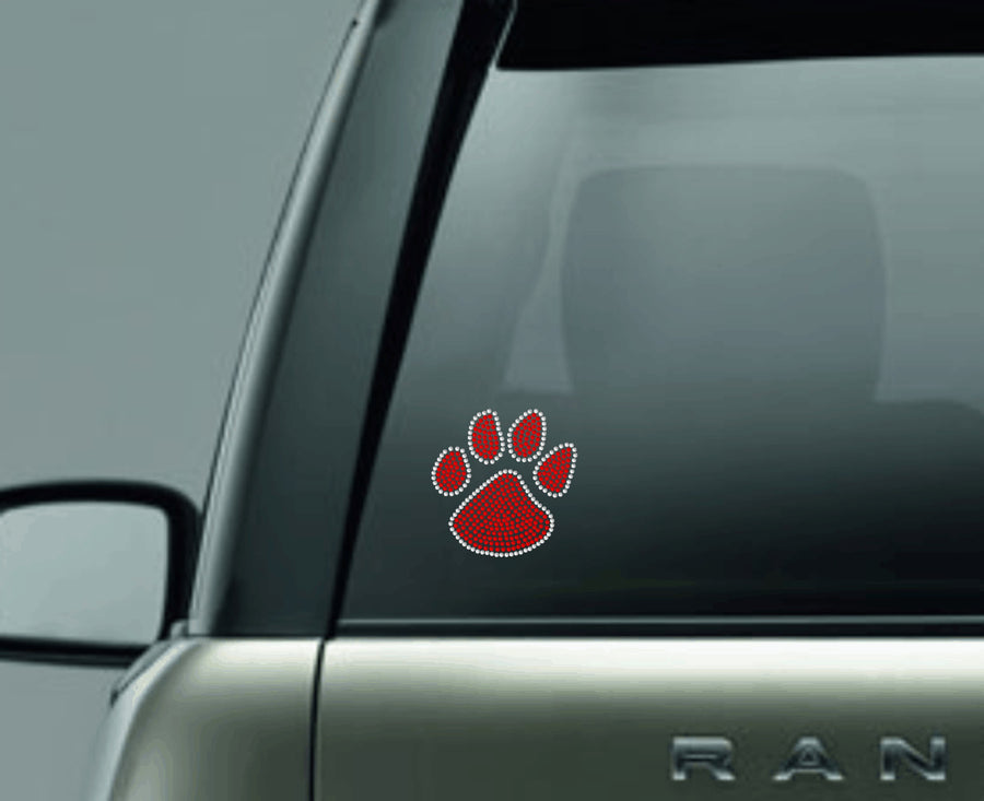 Paw Print 4in Rhinestone Decal DT227