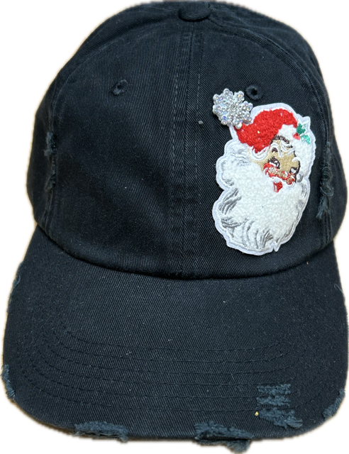 Red Santa Patch on a Black Cap