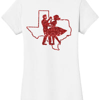 Let's Polka Short Sleeve Ladies Glitter V Neck Tee