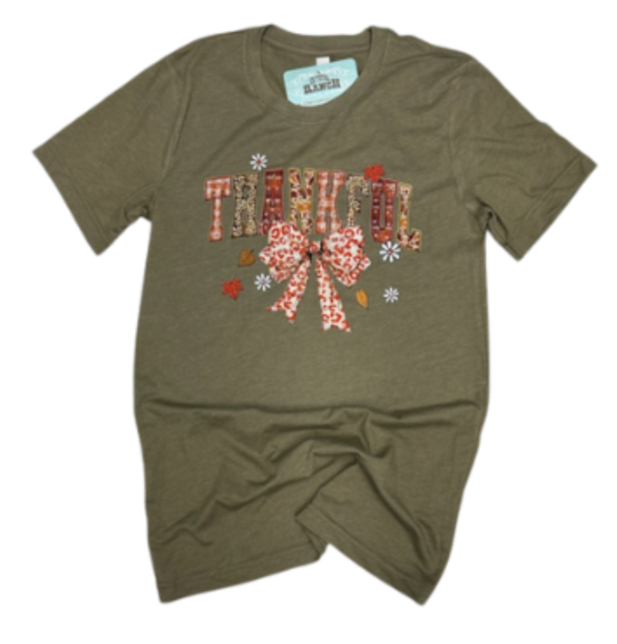 Thankful Bow Tee HTV083