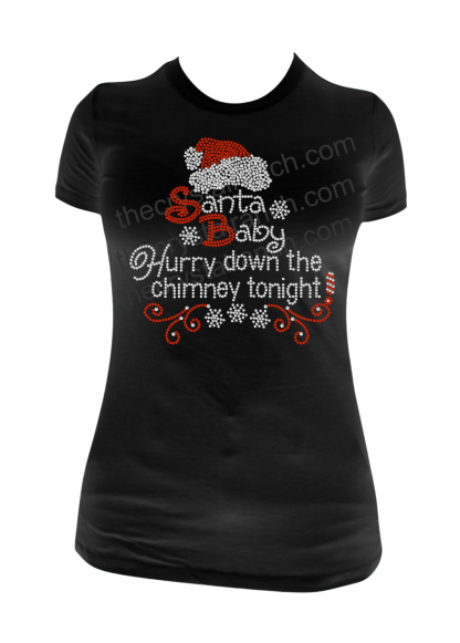 Santa Baby, Hurry Down the Chimney Rhinestone Transfer H145
