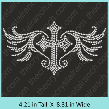 Cross with Wings Rhinestone Decal J008