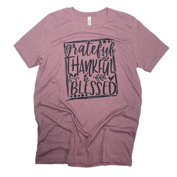 Grateful Thankful Blessed Tee HTV077