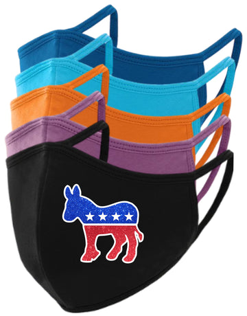 Democrat Donkey Glitter Face Mask