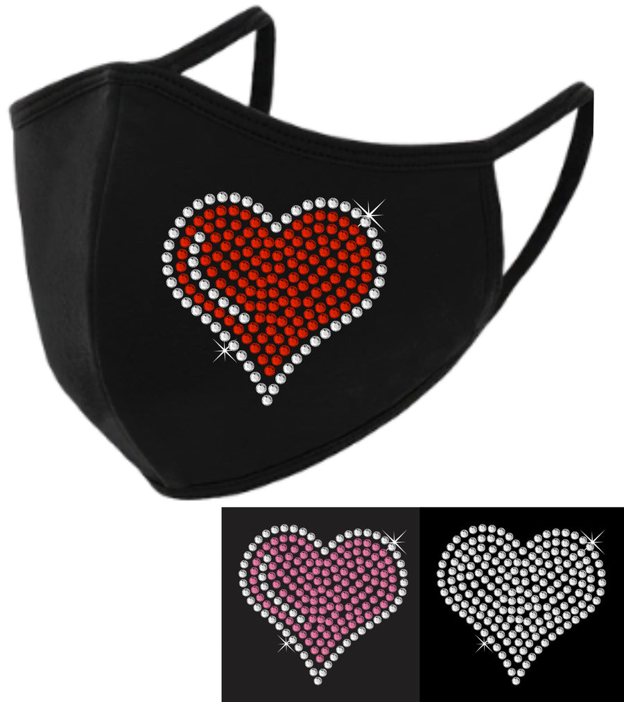Heart Rhinestone Face Mask