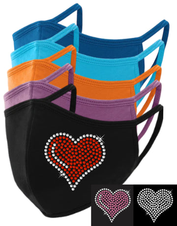 Heart Rhinestone Face Mask