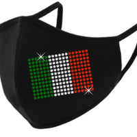 Italian Flag Rhinestone Face Mask