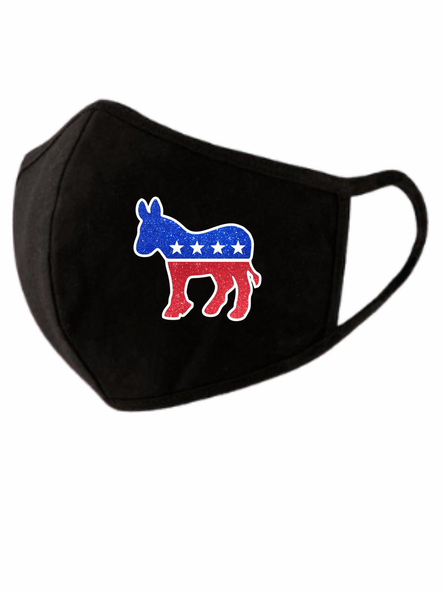 Democrat Donkey Glitter Face Mask