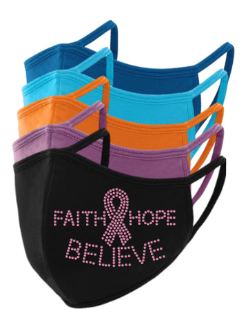 Faith Hope Believe Rhinestud Face Masks