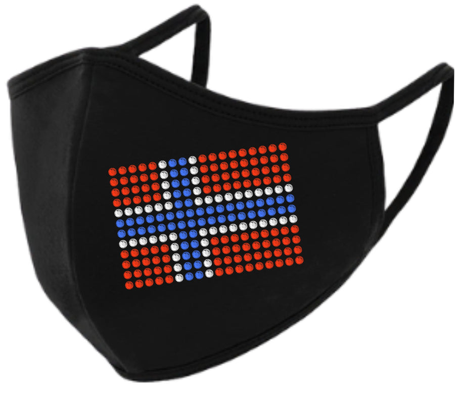 Norway Flag Rhinestone Face Mask