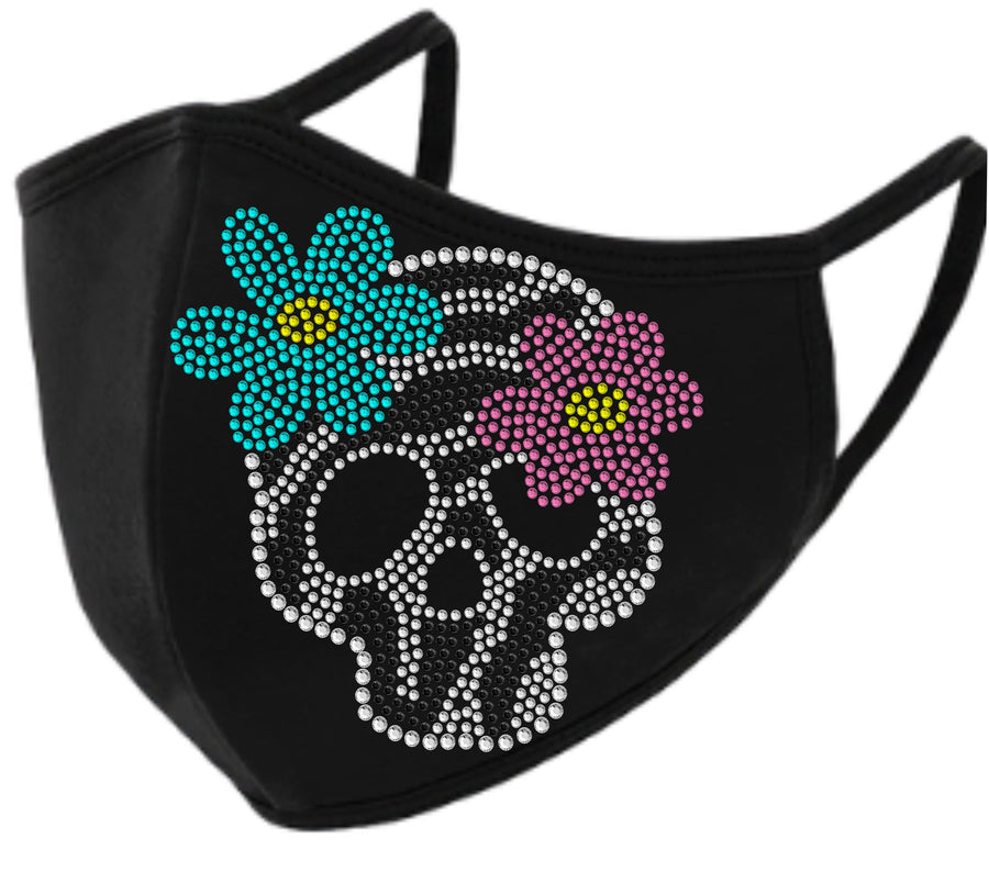 Sugar Skull Rhinestone Face Mask