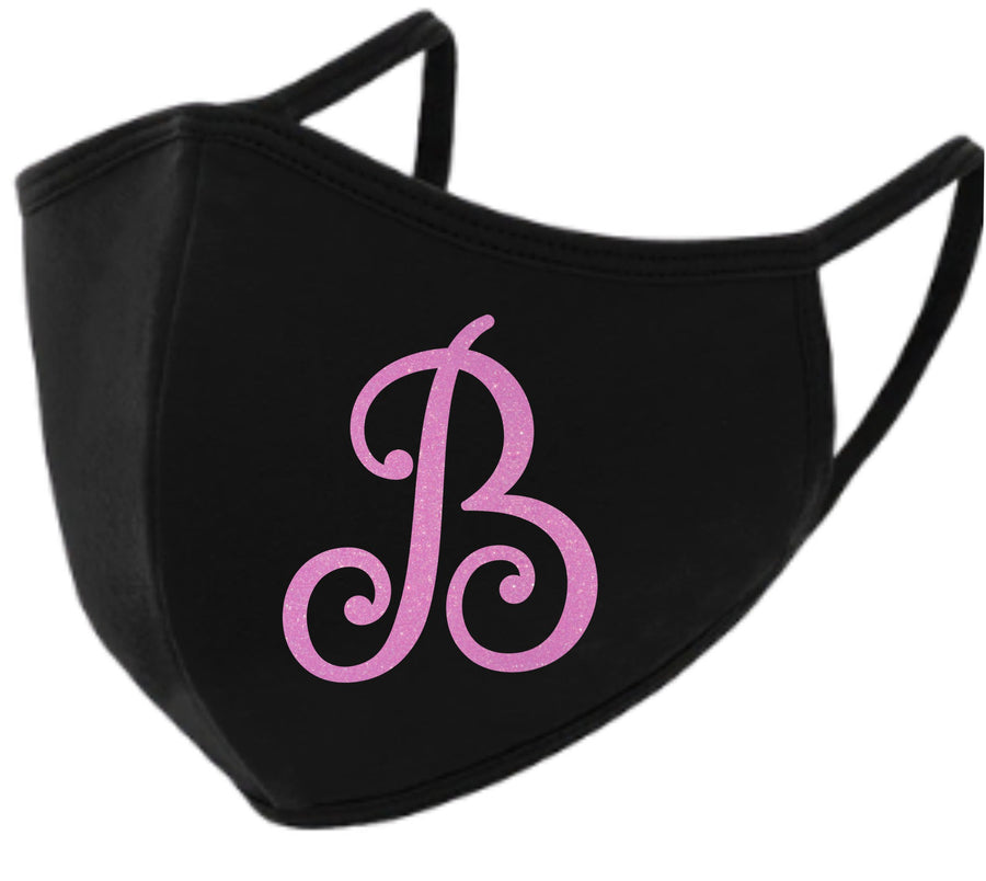 Swirly 1 Letter Monogram Face Mask