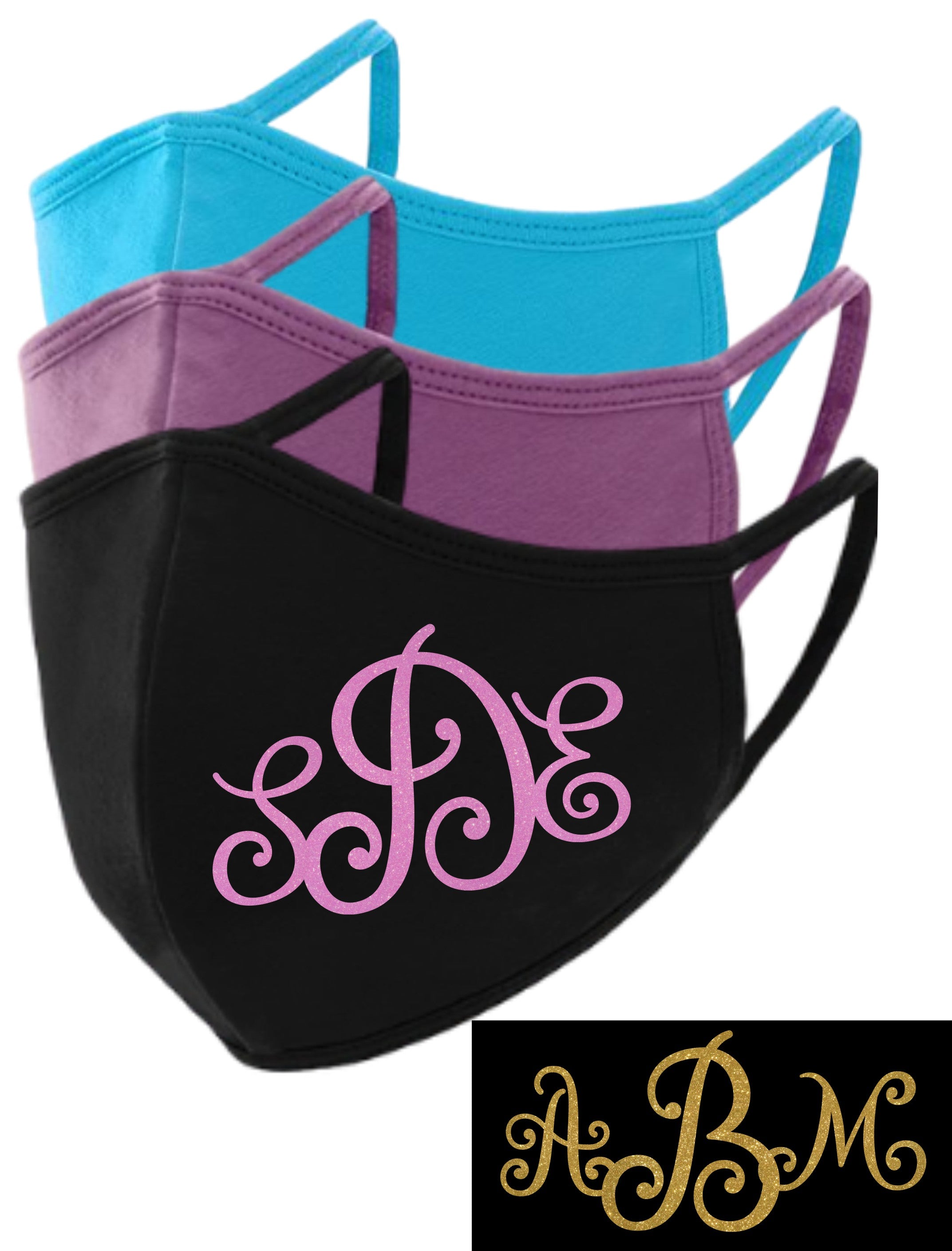 Swirly 3 Letter Monogram Face Mask M90773 – The Crystal Ranch