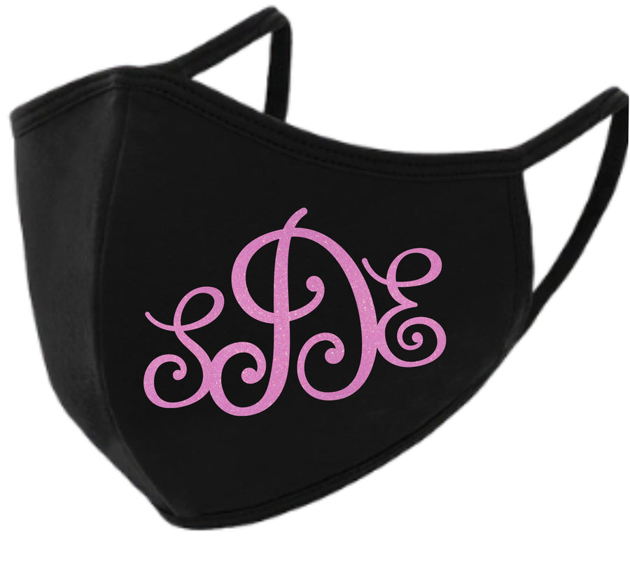 Swirly 3 Letter Monogram Face Mask