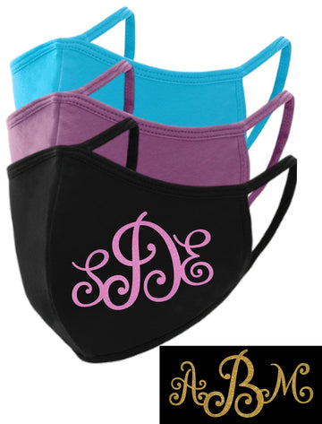 Swirly 3 Letter Monogram Face Mask