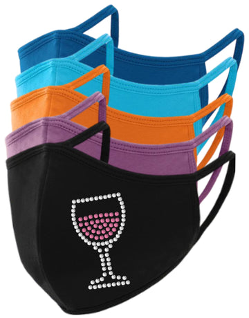 Wine Rhinestone Face Mask