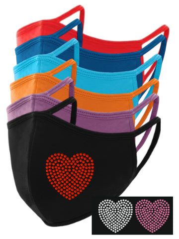 Heart Rhinestone Face Mask 