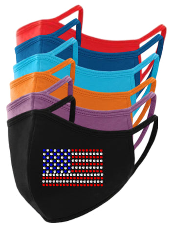 US Flag Rhinestone Face Mask