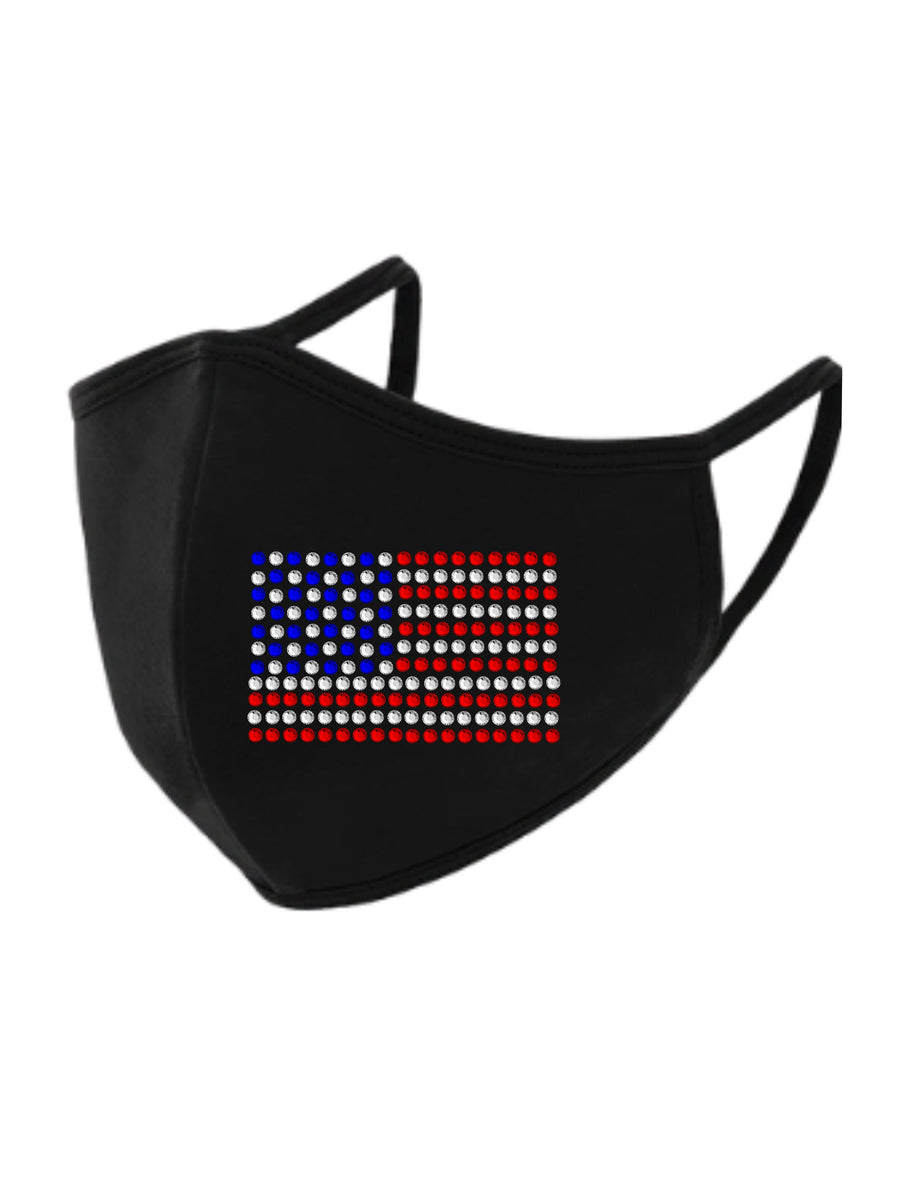 US Flag Rhinestone Face Mask