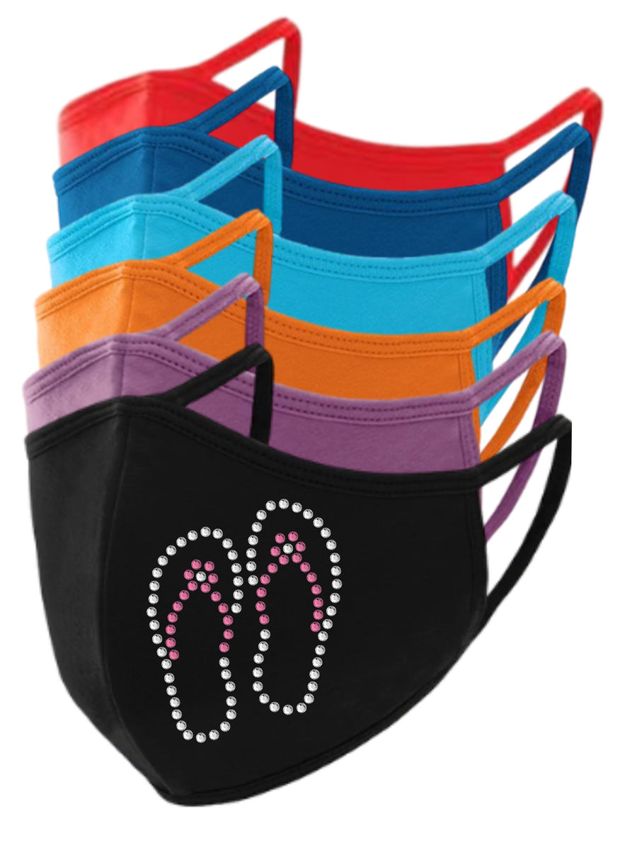 Flip Flops Rhinestone Face Mask