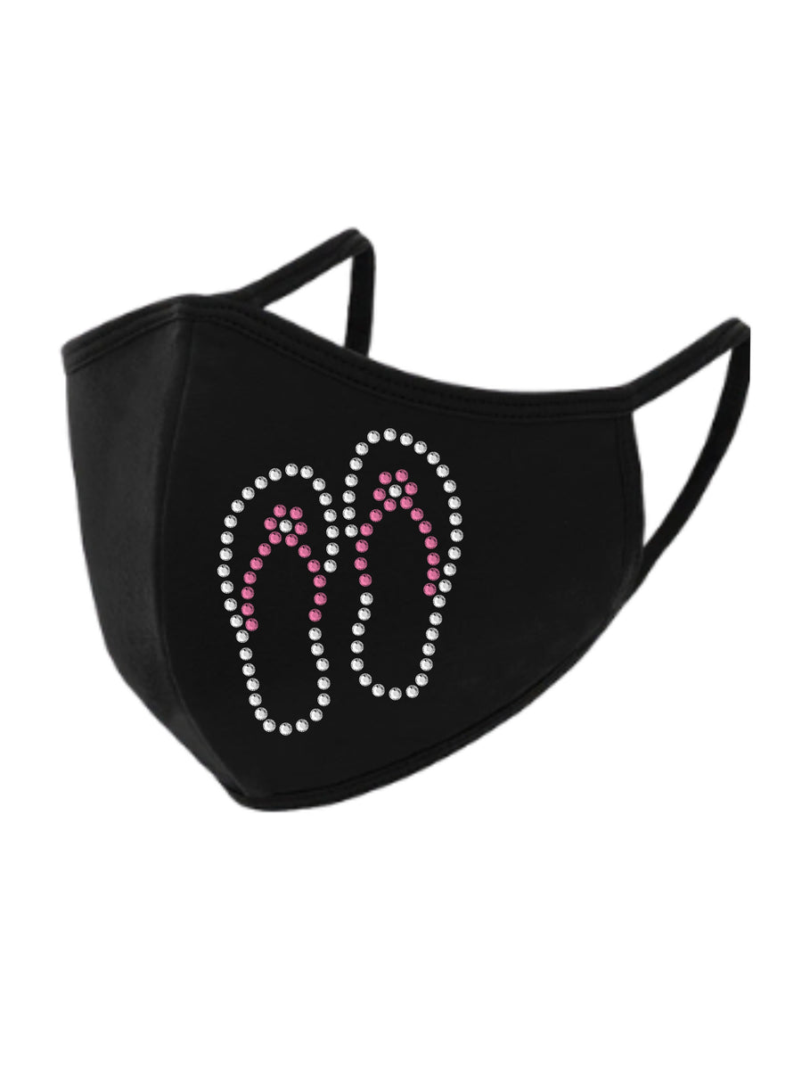 Flip Flops Rhinestone Face Mask