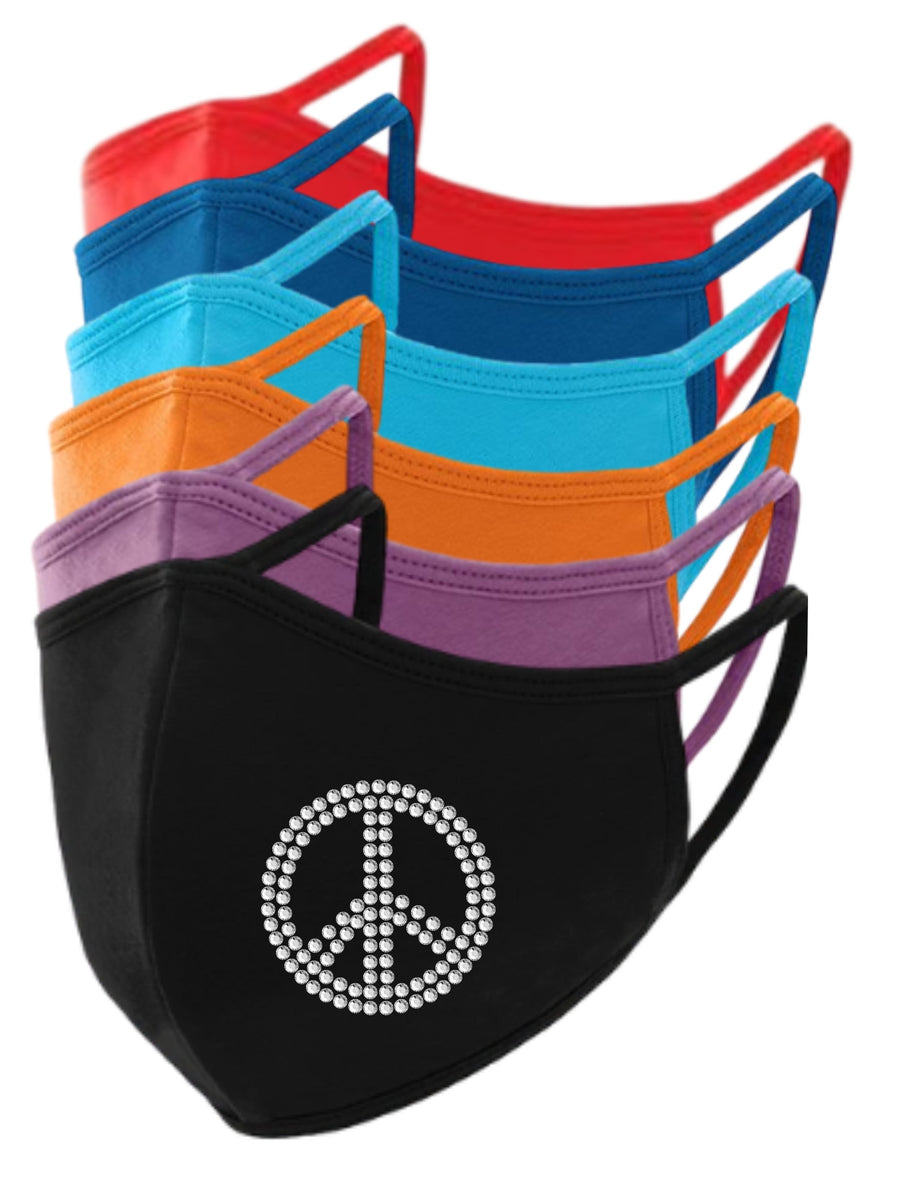 Peace Sign Rhinestone Face Mask